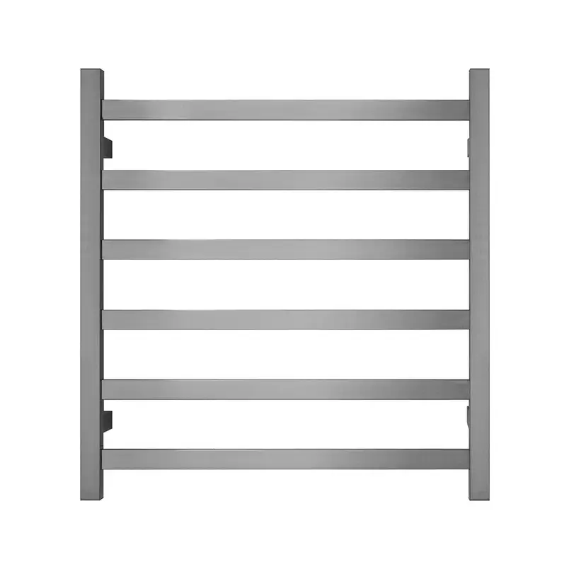 Premium Gunmetal Heated Towel Rack - 6 Bars Square Design AU Standard 650x620mm Wide - Home & Garden > Bathroom