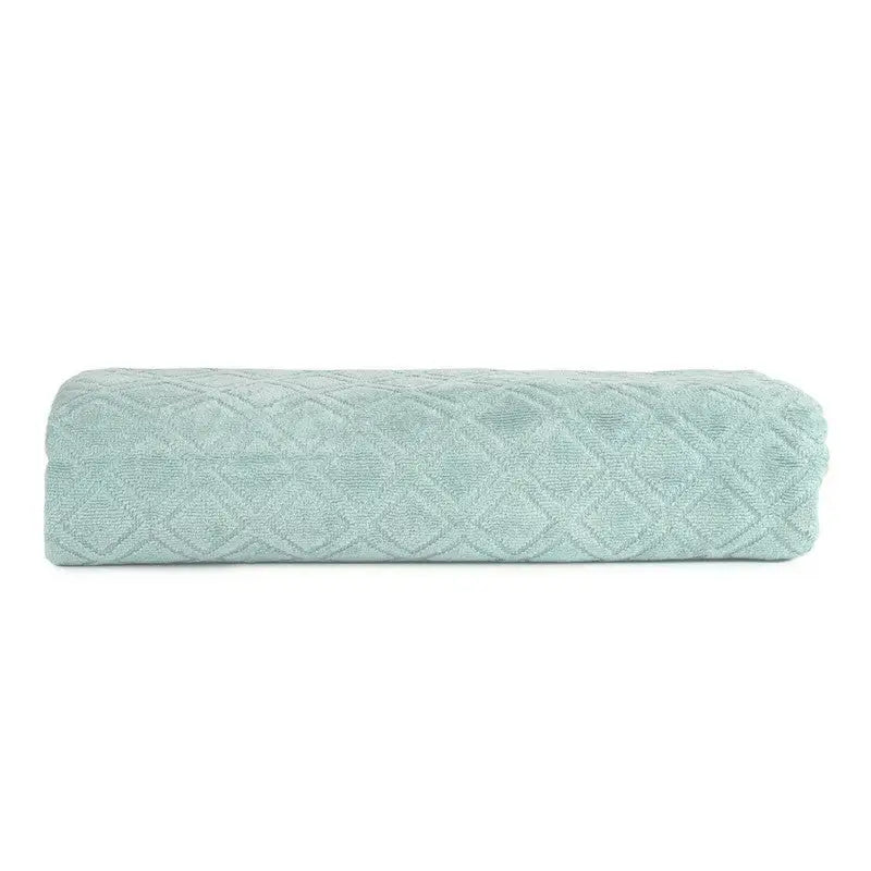 Premium Velour Diamond Design Jacquard Bath Towel (Aqua) - Home & Garden > Bathroom Accessories
