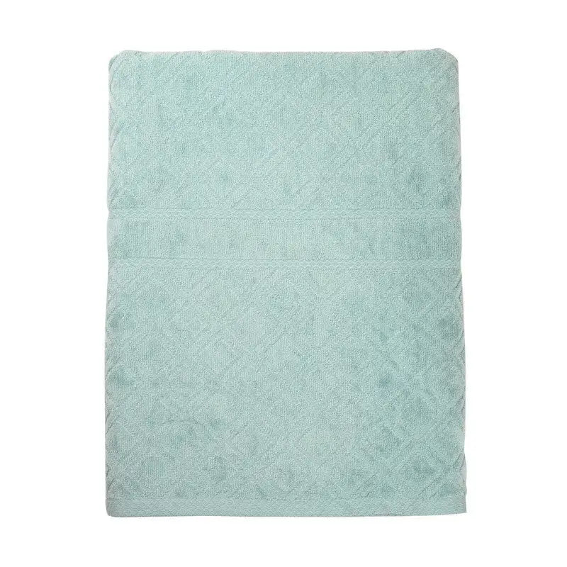 Premium Velour Diamond Design Jacquard Bath Towel (Aqua) - Home & Garden > Bathroom Accessories