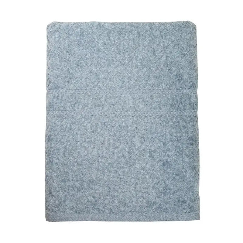 Premium Velour Diamond Design Jacquard Bath Towel (Blue) - Home & Garden > Bathroom Accessories
