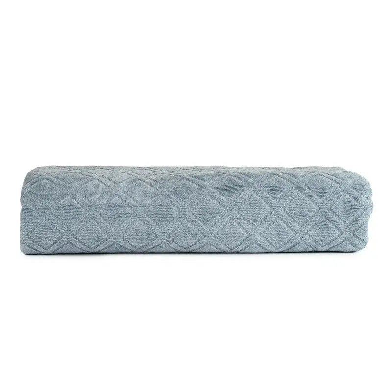 Premium Velour Diamond Design Jacquard Bath Towel (Blue) - Home & Garden > Bathroom Accessories