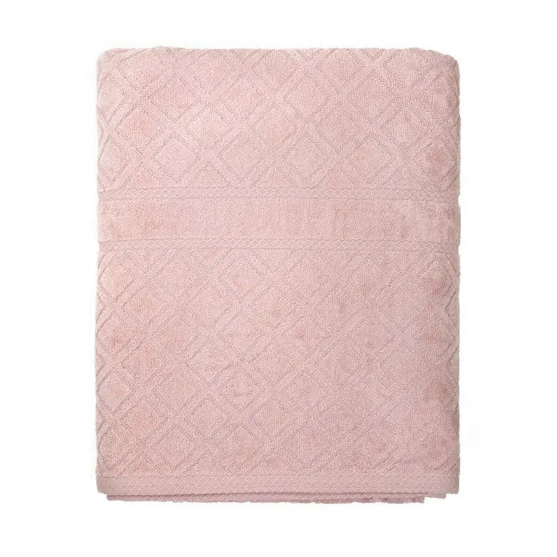 Premium Velour Diamond Design Jacquard Bath Towel (Pink) - Home & Garden > Bathroom Accessories