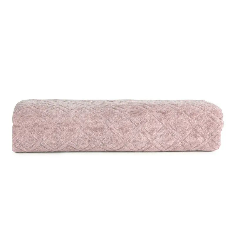 Premium Velour Diamond Design Jacquard Bath Towel (Pink) - Home & Garden > Bathroom Accessories