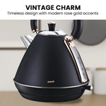 Pronti 1.7L Rose Trim Collection Kettle - Black - Appliances > Kitchen Appliances