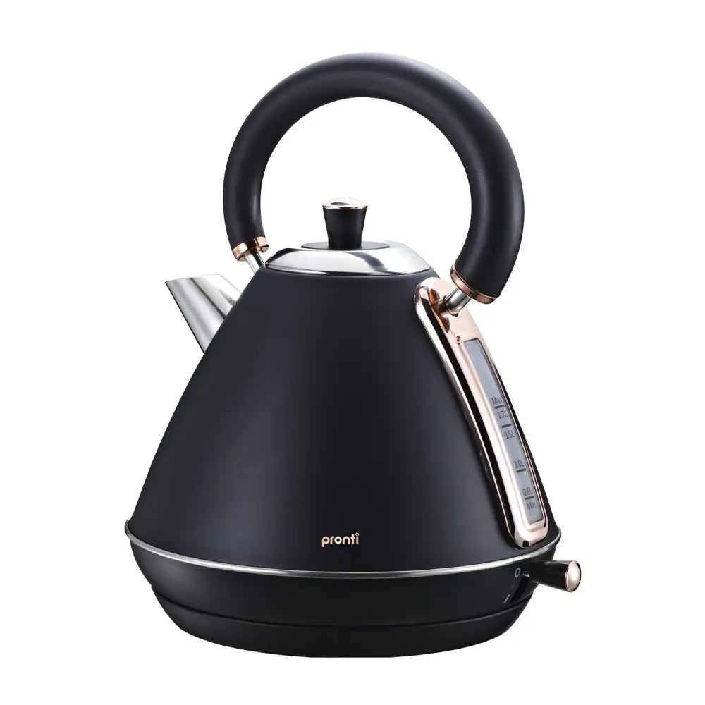Pronti 1.7L Rose Trim Collection Kettle - Black - Appliances > Kitchen Appliances
