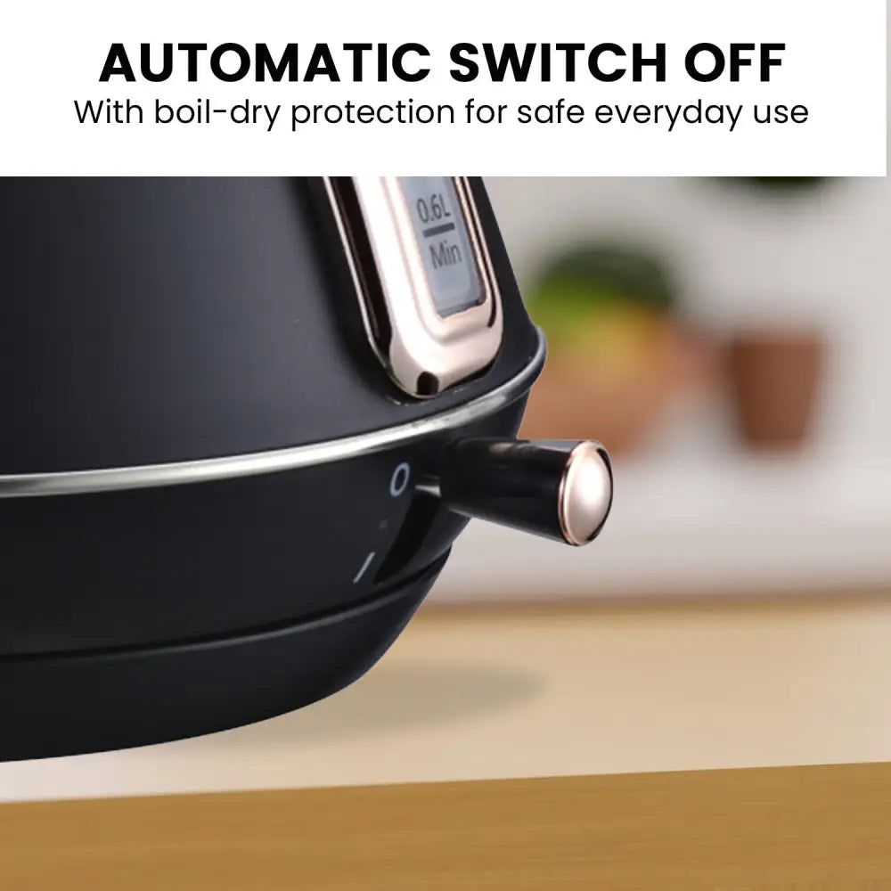 Pronti 1.7L Rose Trim Collection Kettle - Black - Appliances > Kitchen Appliances