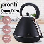 Pronti 1.7L Rose Trim Collection Kettle - Black - Appliances > Kitchen Appliances