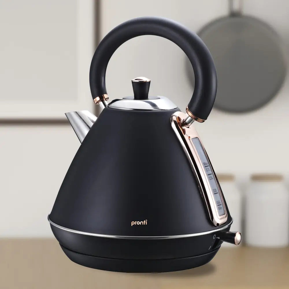 Pronti 1.7L Rose Trim Collection Kettle - Black - Appliances > Kitchen Appliances