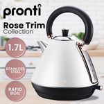 Pronti 1.7l Rose Trim Collection Kettle - White - Appliances > Kitchen Appliances