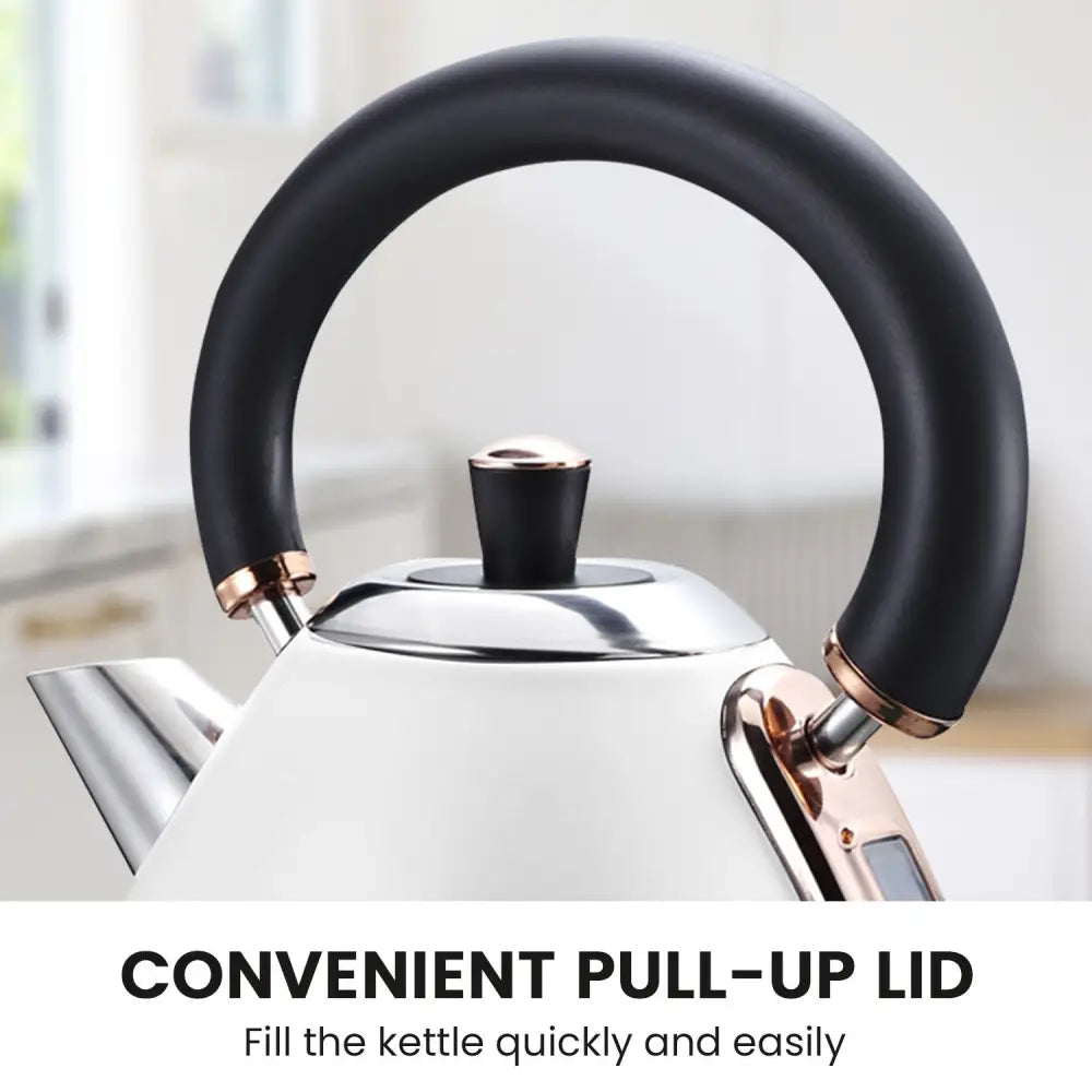 Pronti 1.7l Rose Trim Collection Kettle - White - Appliances > Kitchen Appliances