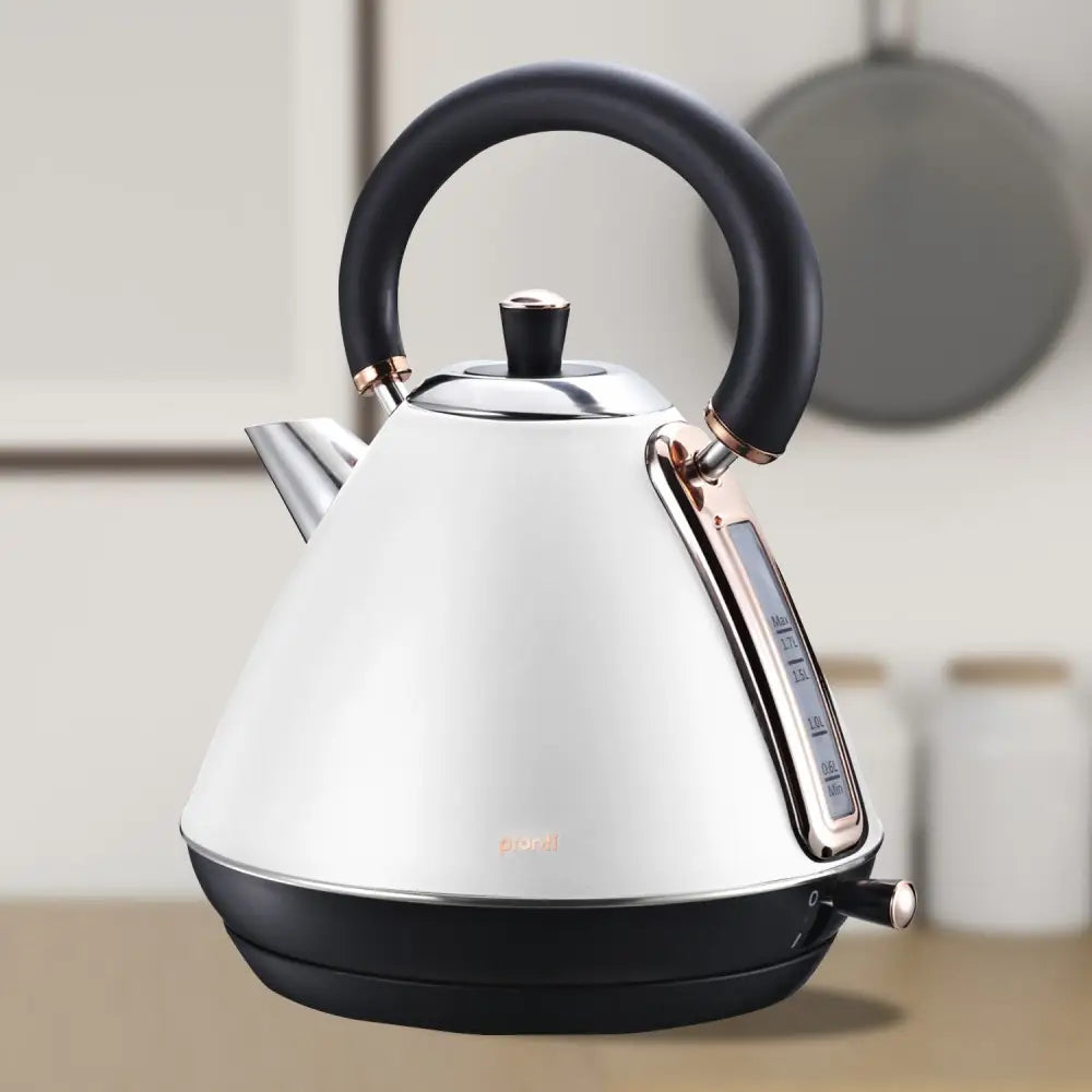 Pronti 1.7l Rose Trim Collection Kettle - White - Appliances > Kitchen Appliances