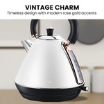Pronti 1.7l Rose Trim Collection Kettle - White - Appliances > Kitchen Appliances