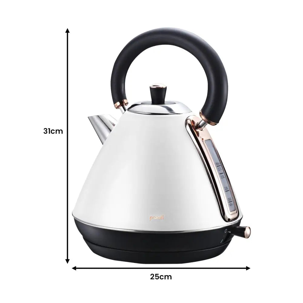 Pronti 1.7l Rose Trim Collection Kettle - White - Appliances > Kitchen Appliances