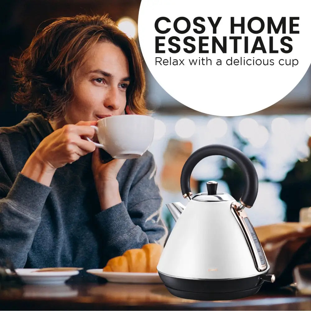 Pronti 1.7l Rose Trim Collection Kettle - White - Appliances > Kitchen Appliances