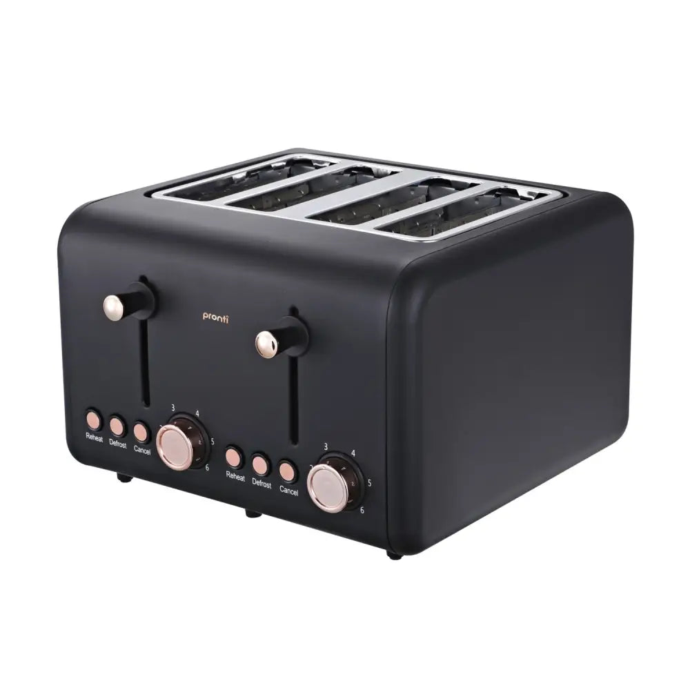 Pronti 4 Slice Toaster Rose Trim Collection - Black - Appliances > Kitchen Appliances