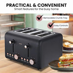 Pronti 4 Slice Toaster Rose Trim Collection - Black - Appliances > Kitchen Appliances