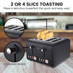 Pronti 4 Slice Toaster Rose Trim Collection - Black - Appliances > Kitchen Appliances