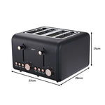 Pronti 4 Slice Toaster Rose Trim Collection - Black - Appliances > Kitchen Appliances
