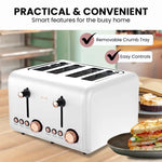 Pronti 4 Slice Toaster Rose Trim Collection - White - Appliances > Kitchen Appliances
