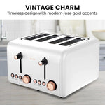 Pronti 4 Slice Toaster Rose Trim Collection - White - Appliances > Kitchen Appliances