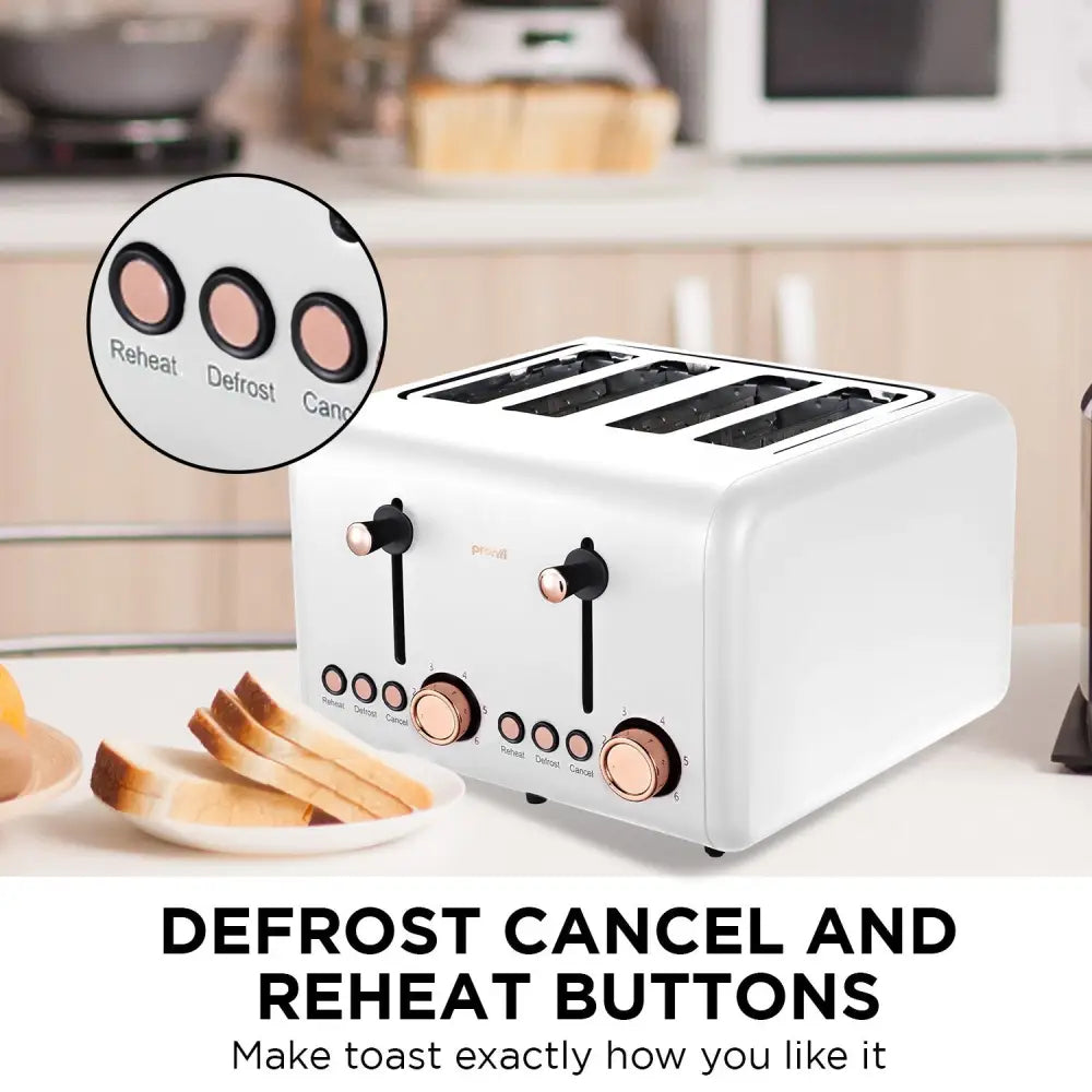 Pronti 4 Slice Toaster Rose Trim Collection - White - Appliances > Kitchen Appliances