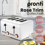 Pronti 4 Slice Toaster Rose Trim Collection - White - Appliances > Kitchen Appliances