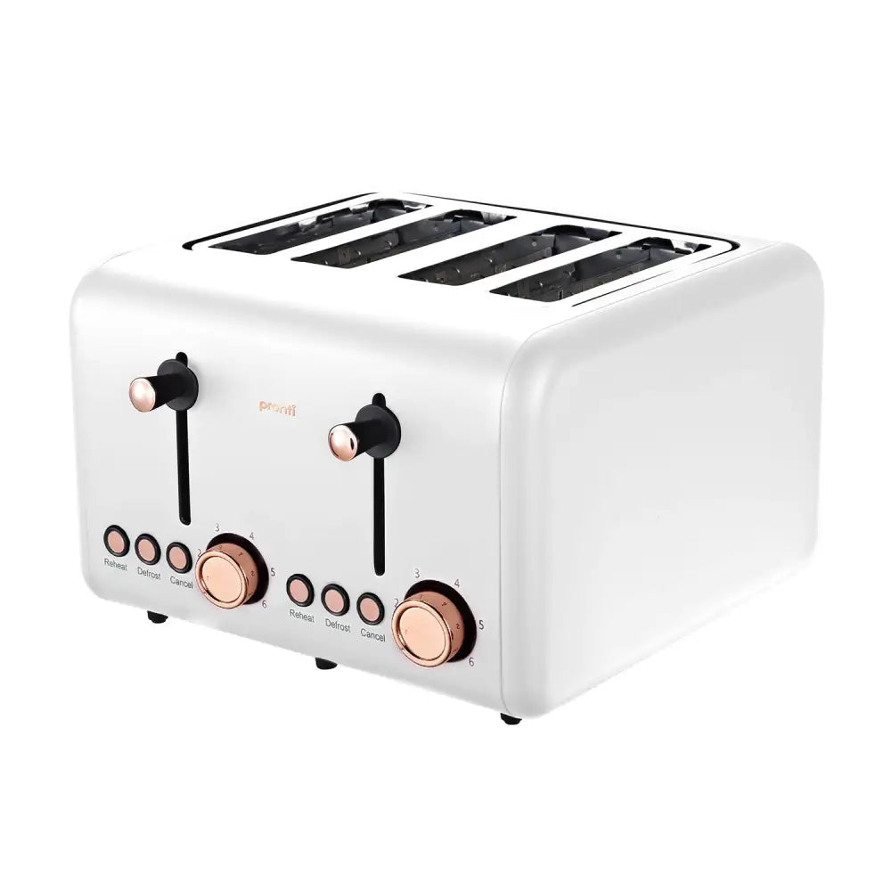 Pronti 4 Slice Toaster Rose Trim Collection - White - Appliances > Kitchen Appliances