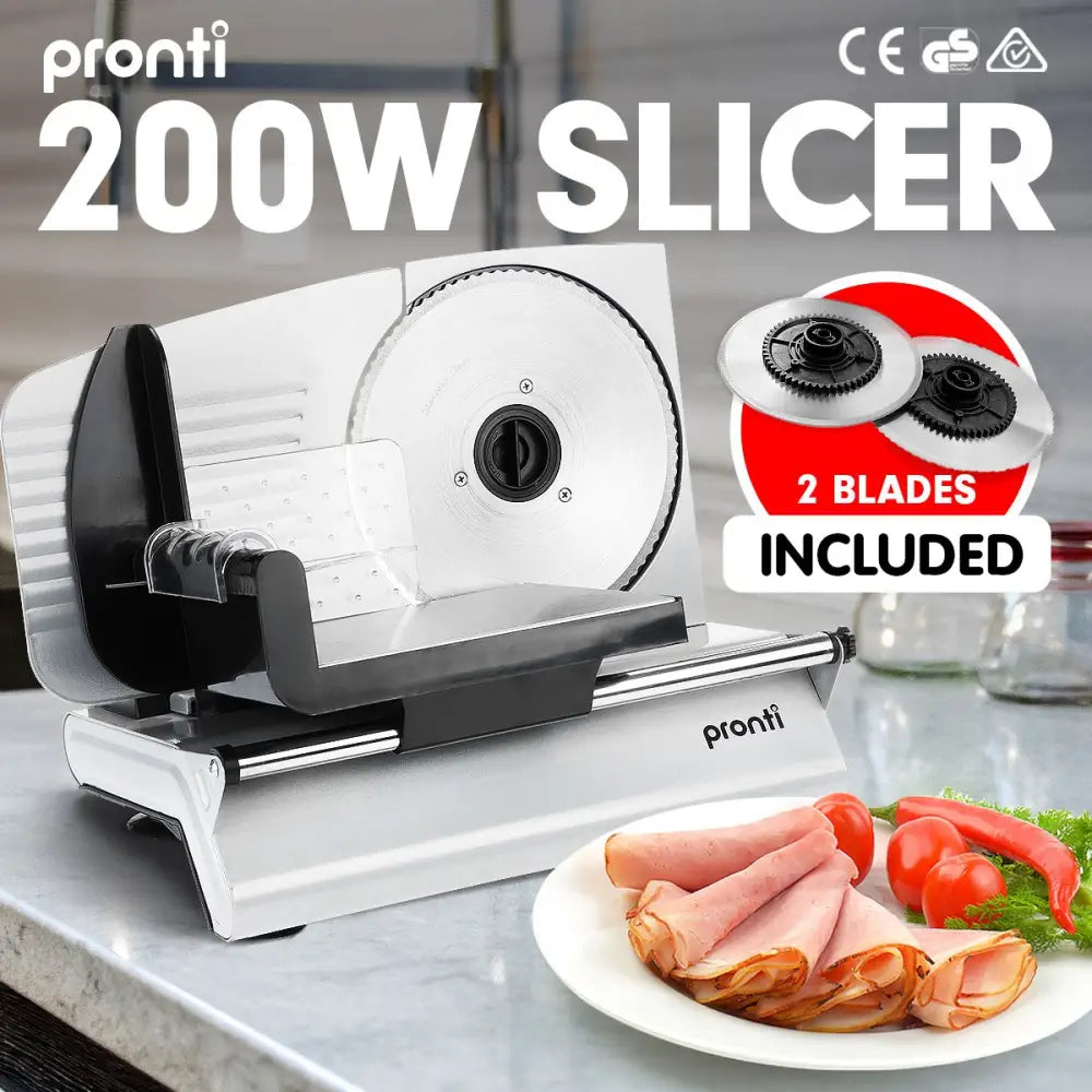 Pronti Deli and Food Electric Meat Slicer 200W Blades Processor - Appliances > Kitchen Appliances