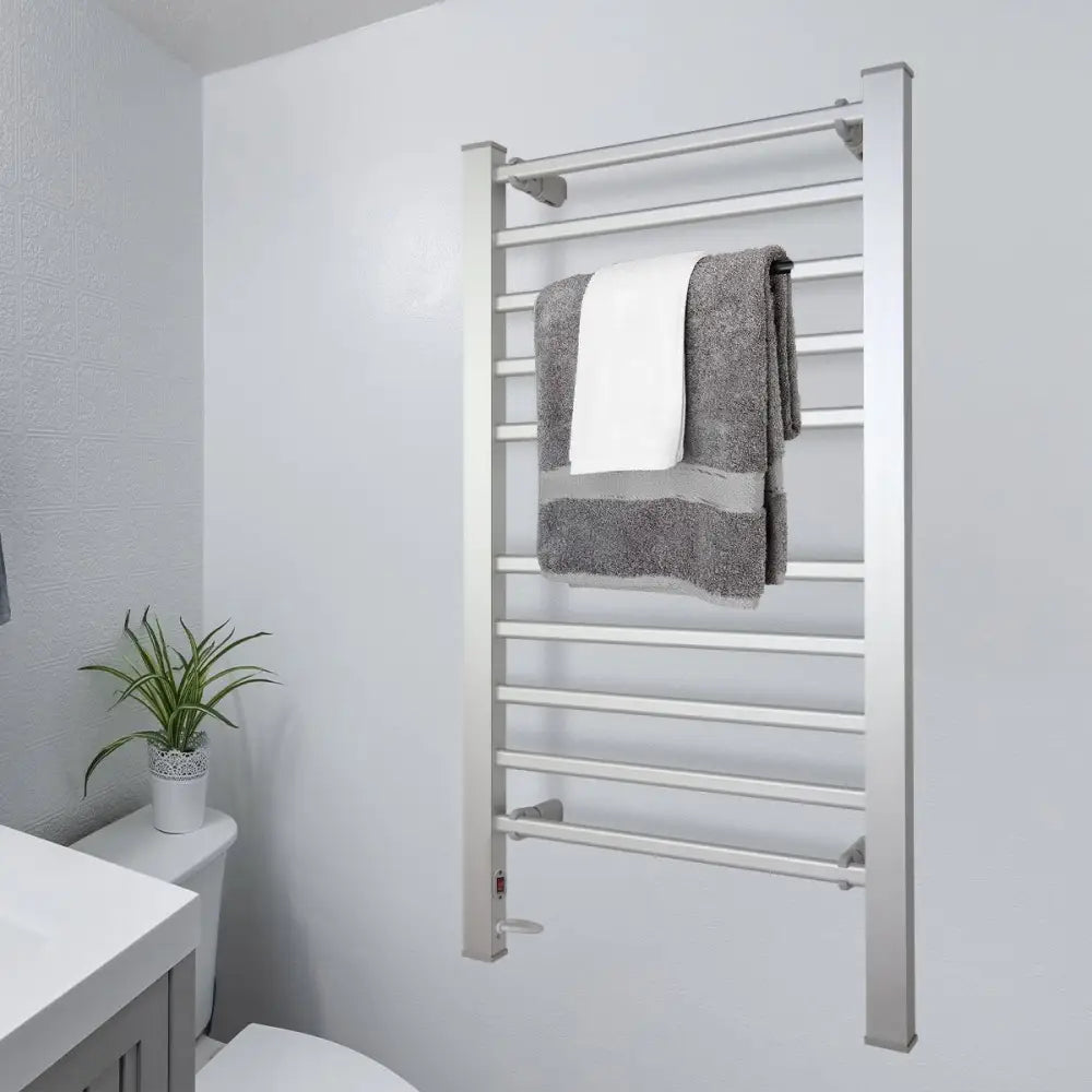 Pronti Heated Towel Rack Electric Bathroom Towel Rails Warmer Ev-160- Silver - Home & Garden > Laundry & Cleaning >