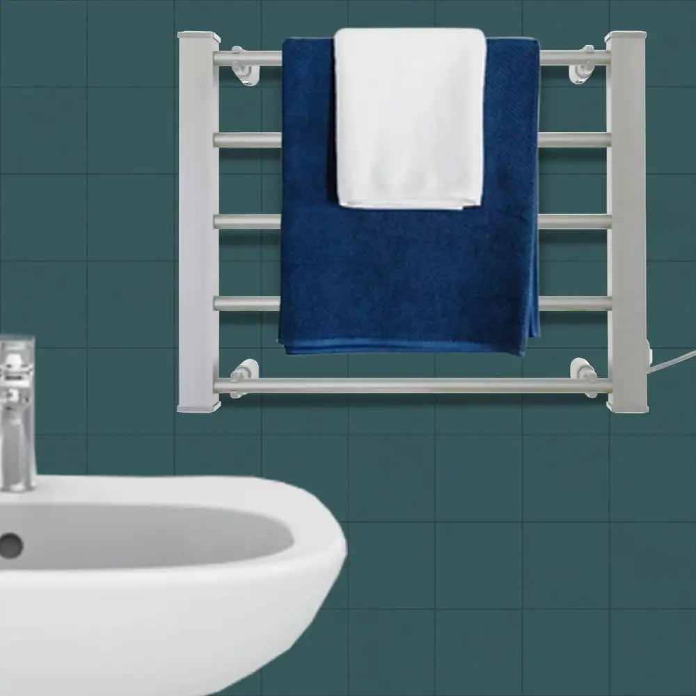 Pronti Heated Towel Rack Electric Bathroom Towel Rails Warmer Ev-90- Silver - Home & Garden > Laundry & Cleaning >