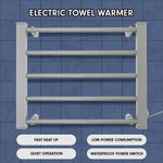 Pronti Heated Towel Rack Electric Bathroom Towel Rails Warmer Ev-90- Silver - Home & Garden > Laundry & Cleaning >
