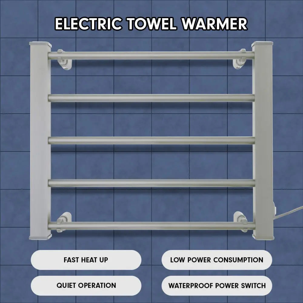 Pronti Heated Towel Rack Electric Bathroom Towel Rails Warmer Ev-90- Silver - Home & Garden > Laundry & Cleaning >
