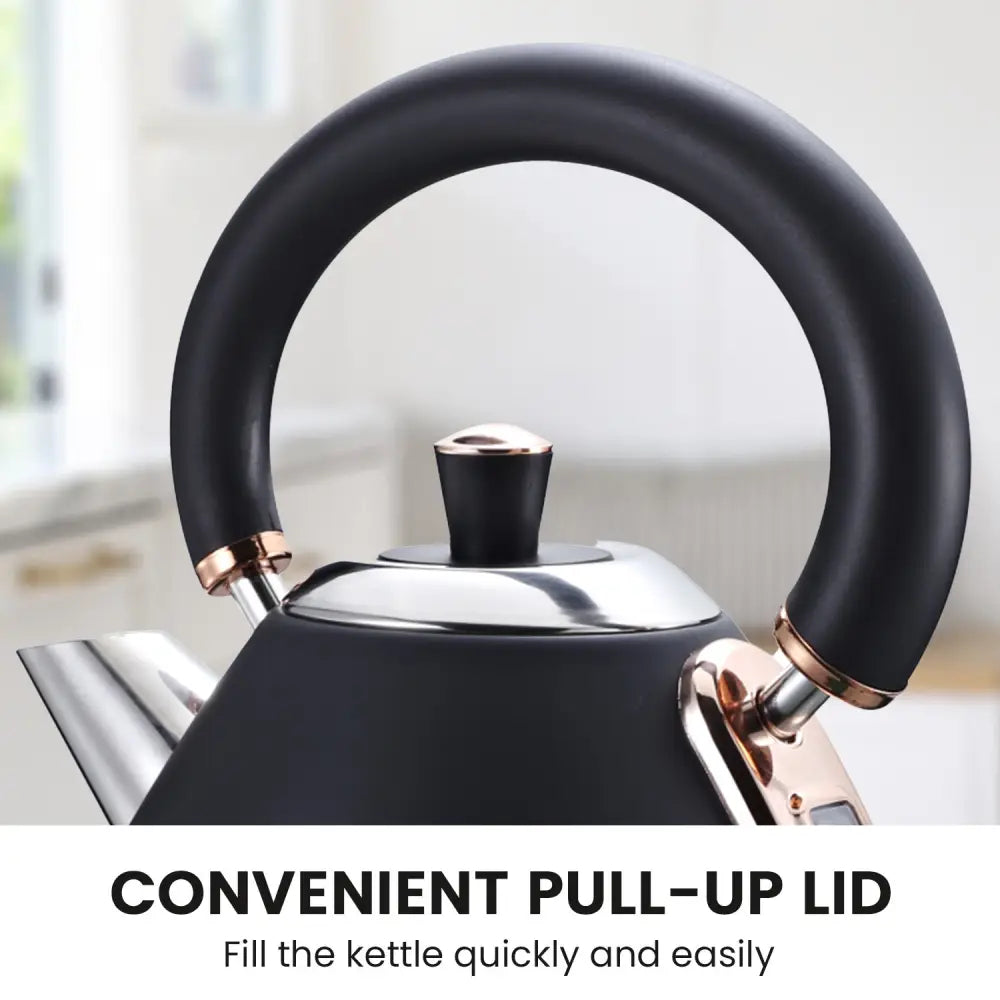 Pronti Rose Trim Collection Toaster & Kettle Bundle - Black - Appliances > Kitchen Appliances