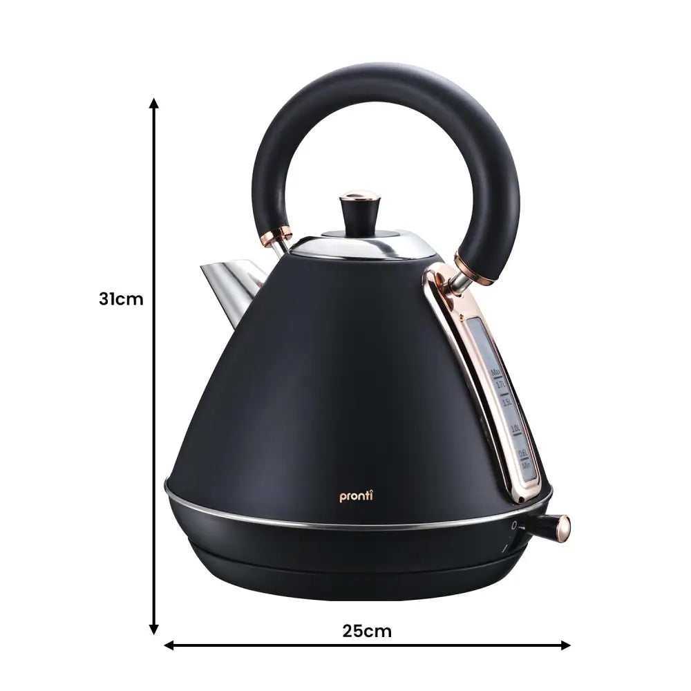 Pronti Rose Trim Collection Toaster & Kettle Bundle - Black - Appliances > Kitchen Appliances