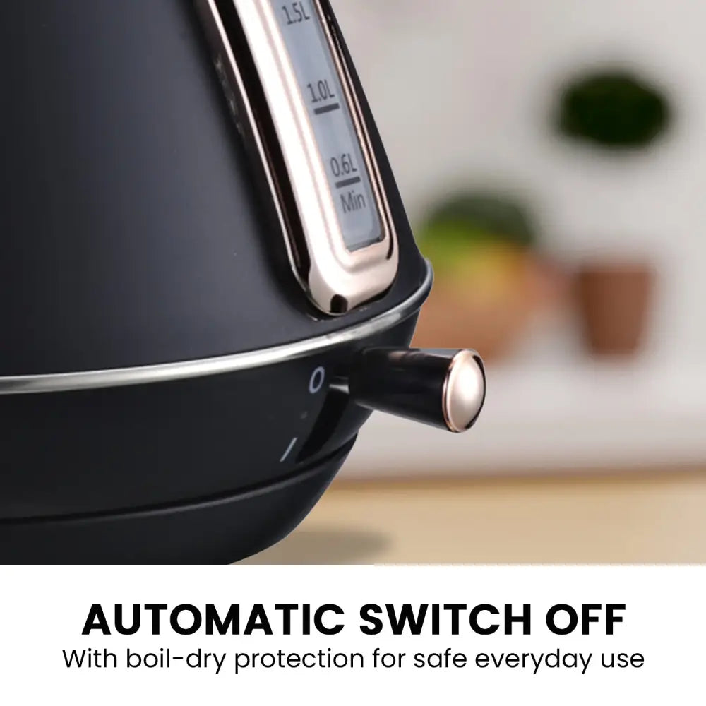 Pronti Rose Trim Collection Toaster & Kettle Bundle - Black - Appliances > Kitchen Appliances