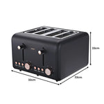 Pronti Rose Trim Collection Toaster & Kettle Bundle - Black - Appliances > Kitchen Appliances