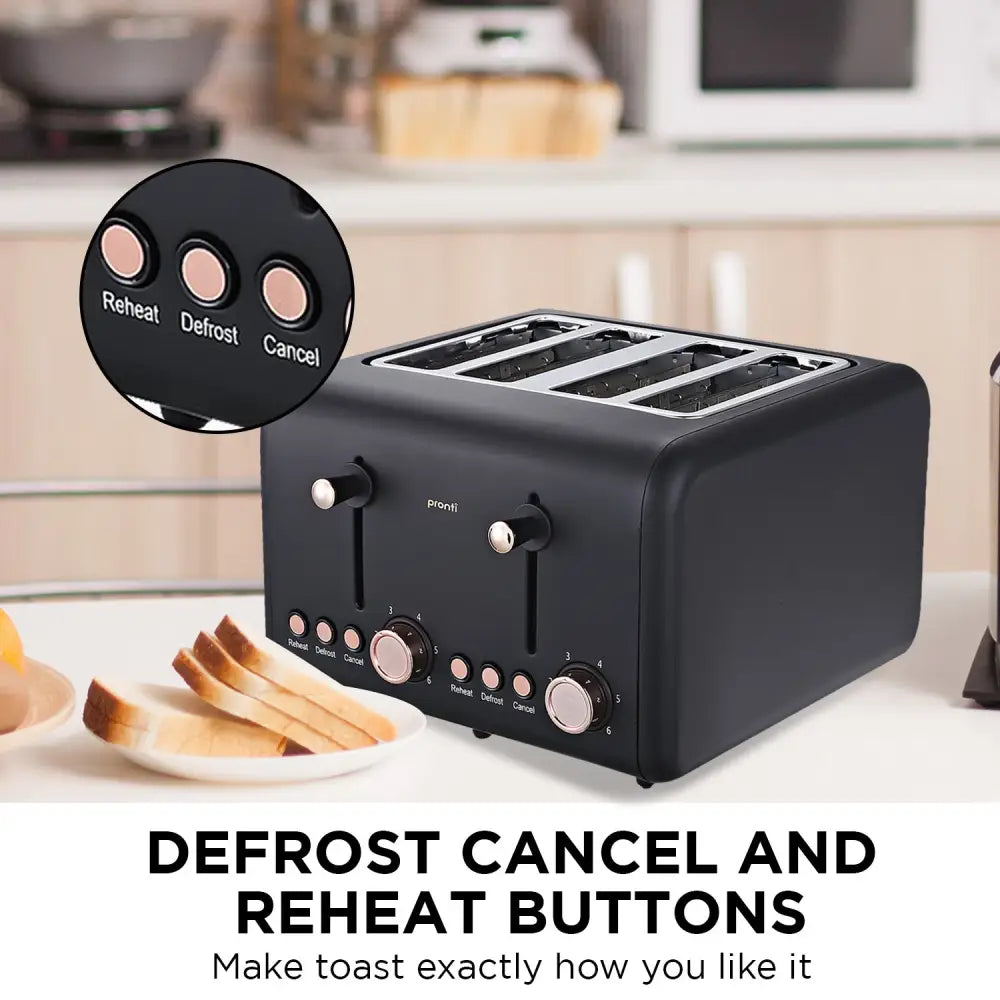 Pronti Rose Trim Collection Toaster & Kettle Bundle - Black - Appliances > Kitchen Appliances