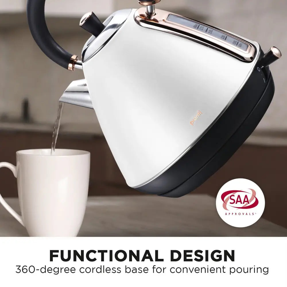 Pronti Rose Trim Collection Toaster & Kettle Bundle - White - Appliances > Kitchen Appliances