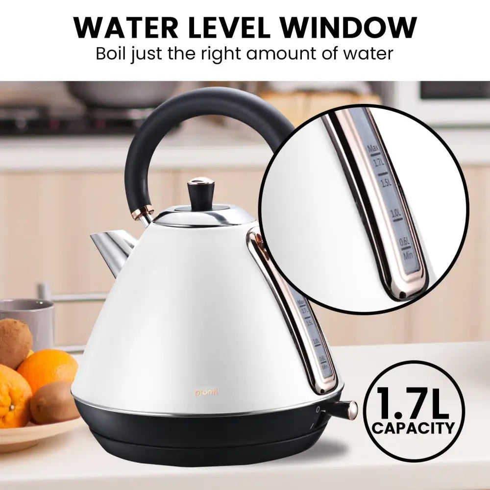 Pronti Rose Trim Collection Toaster & Kettle Bundle - White - Appliances > Kitchen Appliances
