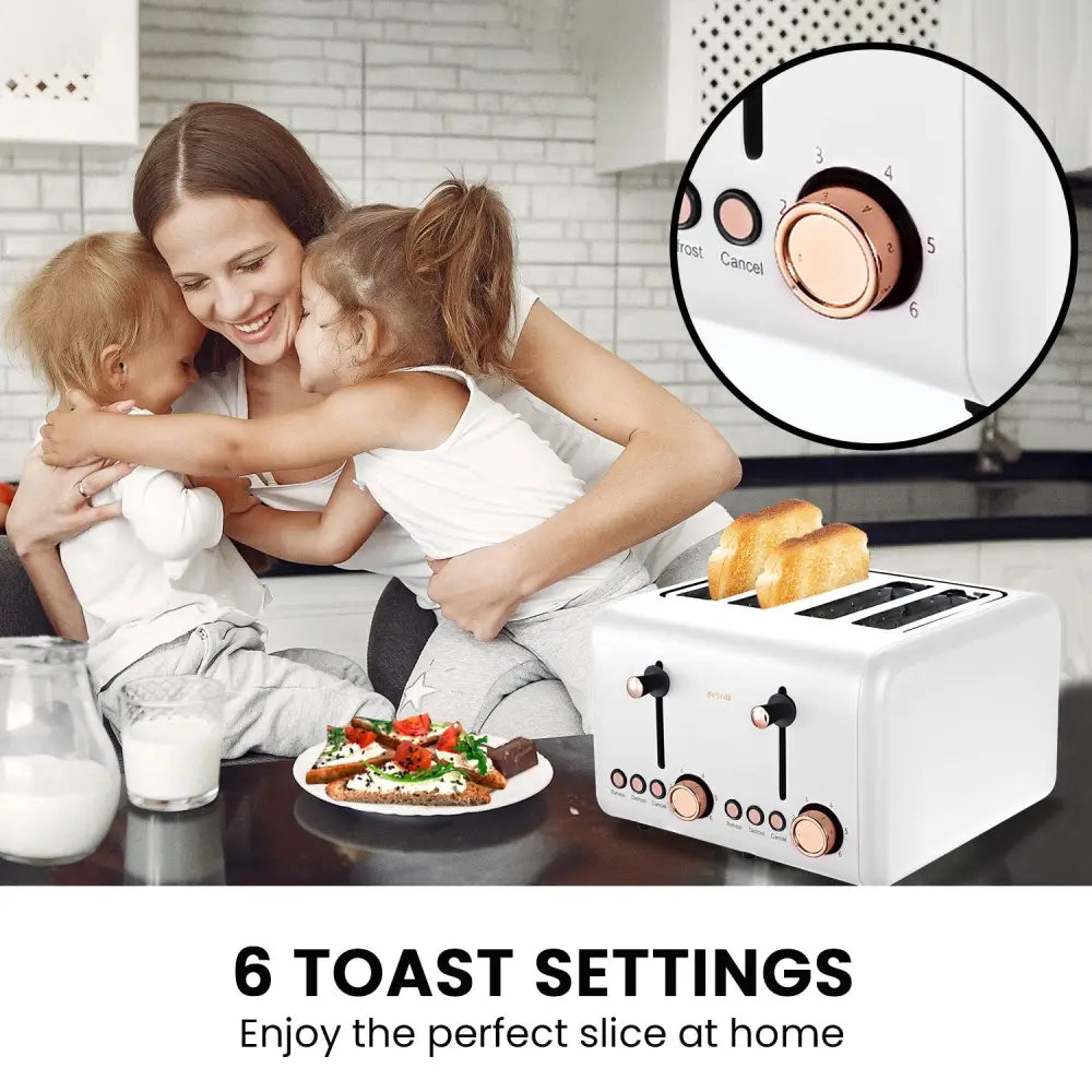 Pronti Rose Trim Collection Toaster & Kettle Bundle - White - Appliances > Kitchen Appliances