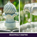 PROTEGE 3 Tier Solar Powered Water Feature Fountain Bird Bath - Light Grey - Home & Garden > Fountains