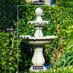 PROTEGE 3 Tier Solar Powered Water Feature Fountain Bird Bath - Light Grey - Home & Garden > Fountains