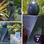 PROTEGE Contemporary Solar Powered Water Feature Fountain with LED Lights - Dark Grey - Home & Garden > Fountains