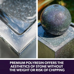 PROTEGE Contemporary Solar Powered Water Feature Fountain with LED Lights - Dark Grey - Home & Garden > Fountains