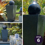 PROTEGE Contemporary Solar Powered Water Feature Fountain with LED Lights - Dark Grey - Home & Garden > Fountains