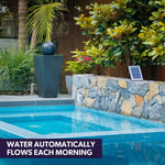 PROTEGE Contemporary Solar Powered Water Feature Fountain with LED Lights - Dark Grey - Home & Garden > Fountains