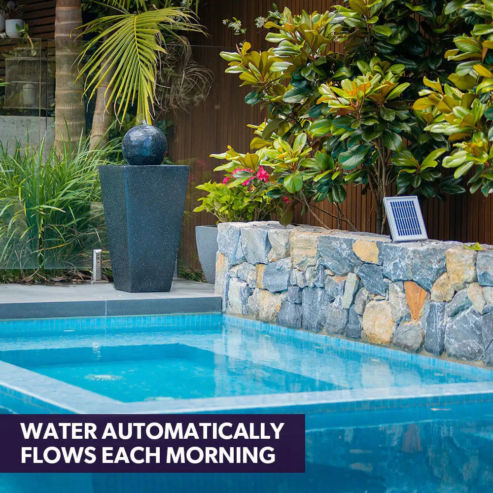 PROTEGE Contemporary Solar Powered Water Feature Fountain with LED Lights - Dark Grey - Home & Garden > Fountains