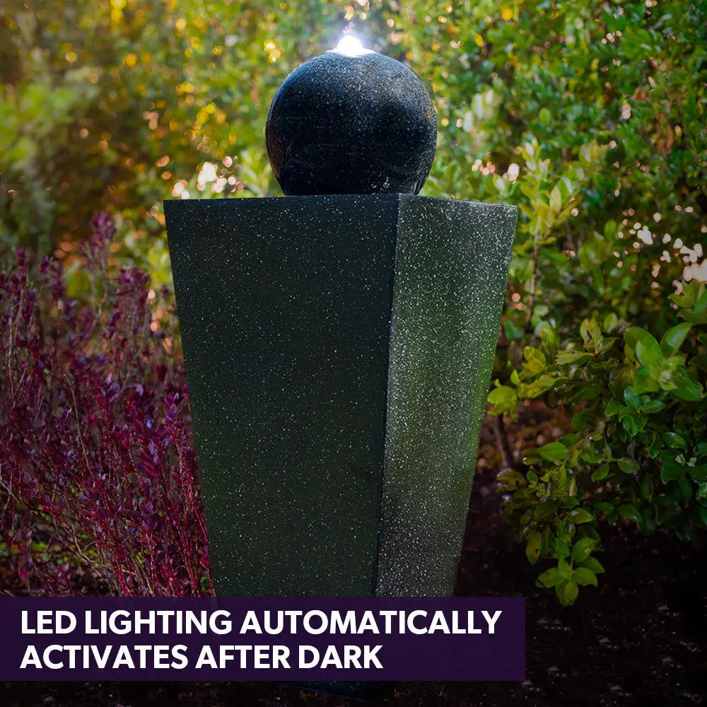 PROTEGE Contemporary Solar Powered Water Feature Fountain with LED Lights - Dark Grey - Home & Garden > Fountains