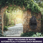PROTEGE Lion Head Solar Powered Water Feature Fountain Wall Mount or Freestanding with Lighting - Home & Garden >