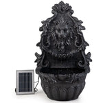 PROTEGE Lion Head Solar Powered Water Feature Fountain Wall Mount or Freestanding with Lighting - Home & Garden >